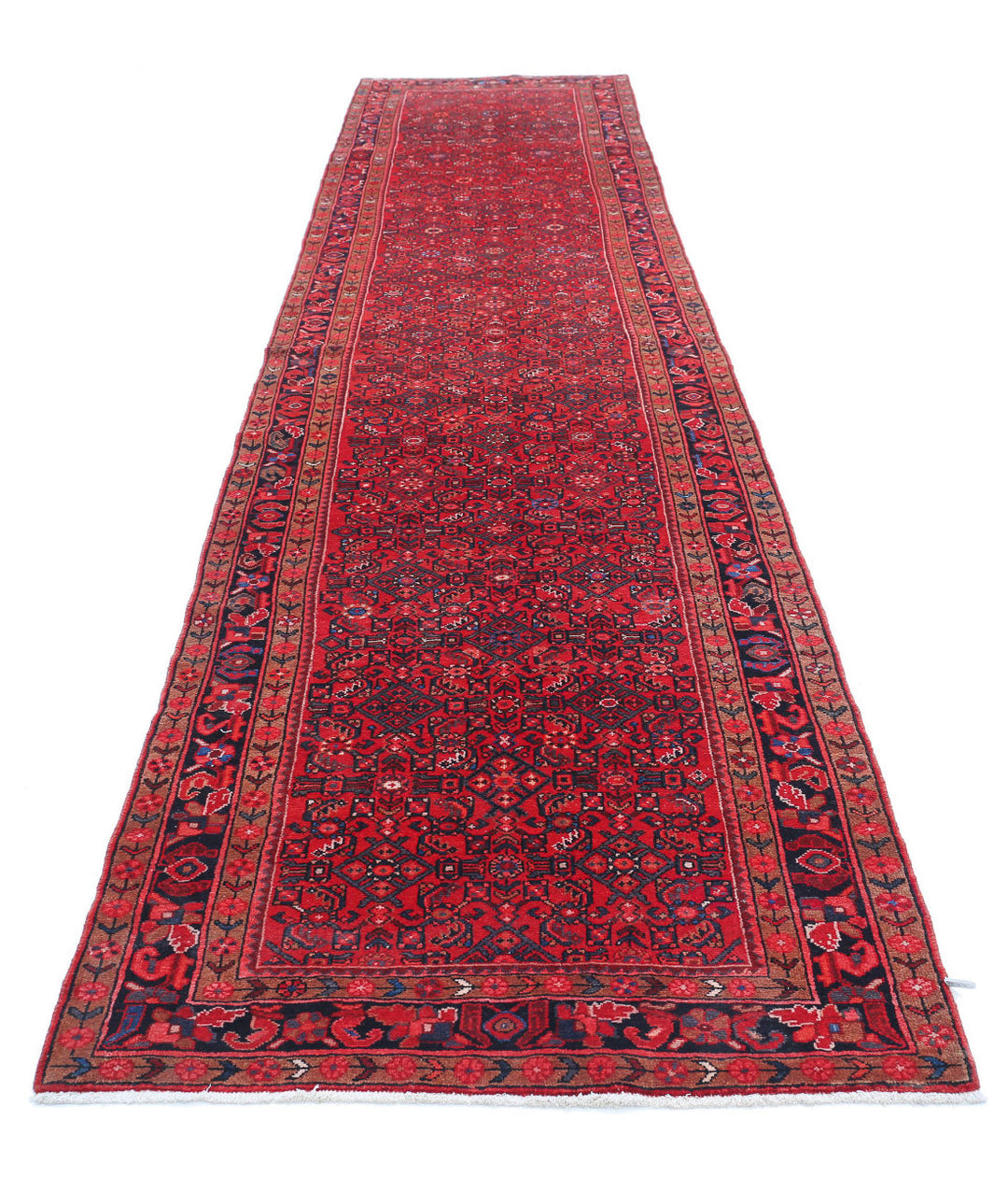 Afghan Hamadan Runner Rug 3' 10" x 17' 0" Hand-Knotted | No. AT54326