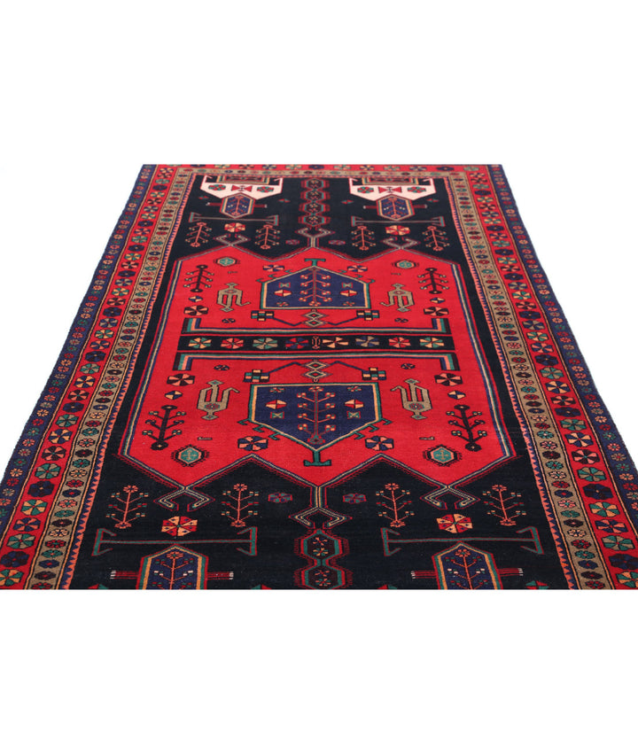 Afghan Hamadan Rug 4' 8" x 9' 7" Hand-Knotted | No. AT27957