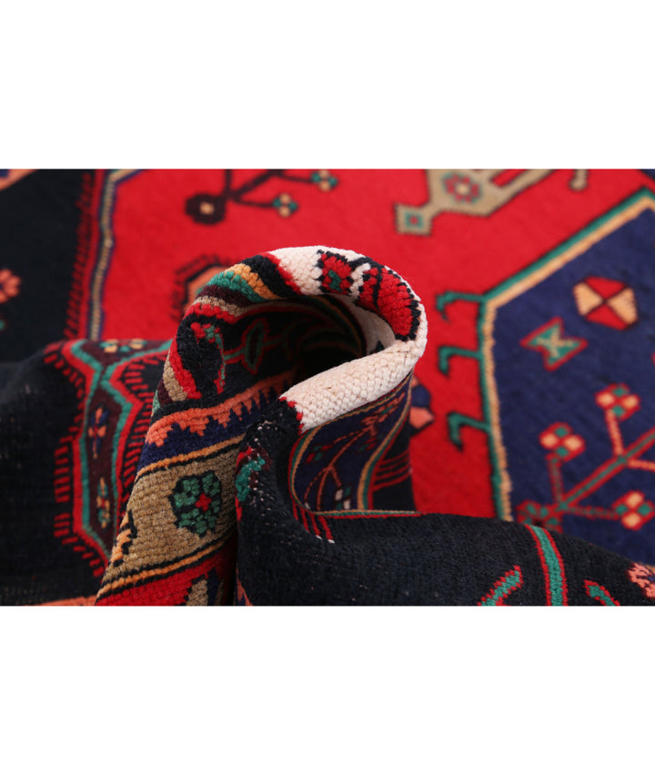 Afghan Hamadan Rug 4' 8" x 9' 7" Hand-Knotted | No. AT27957