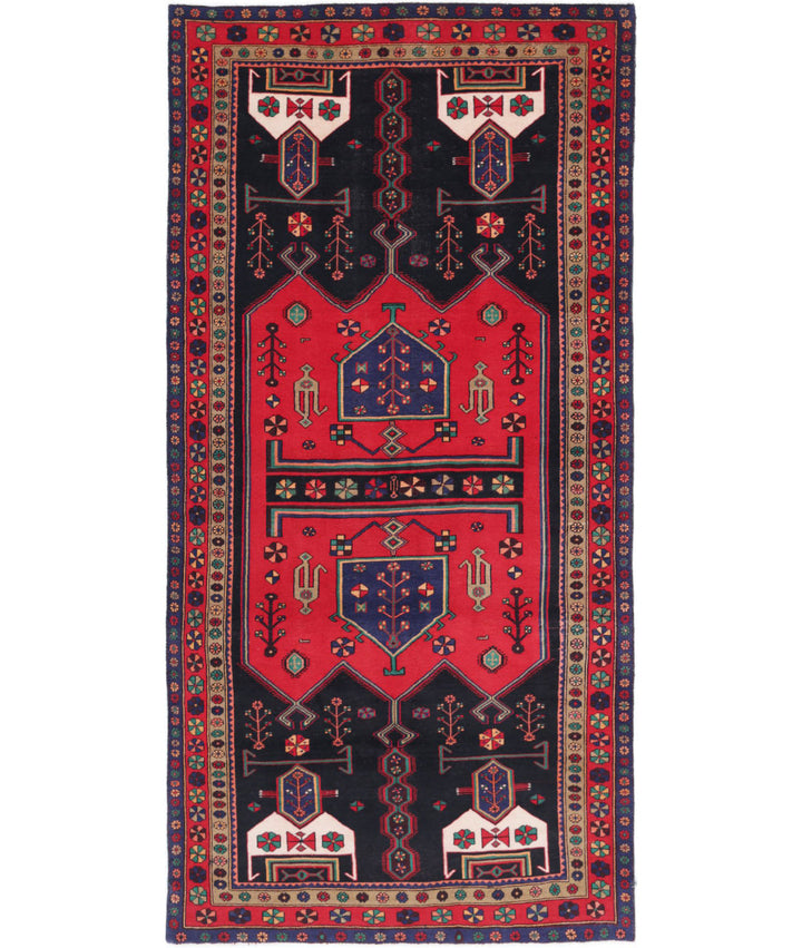 Afghan Hamadan Rug 4' 8" x 9' 7" Hand-Knotted | No. AT27957
