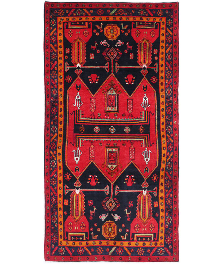 Afghan Hamadan Rug 4' 9" x 9' 7" Hand-Knotted | No. AT72327