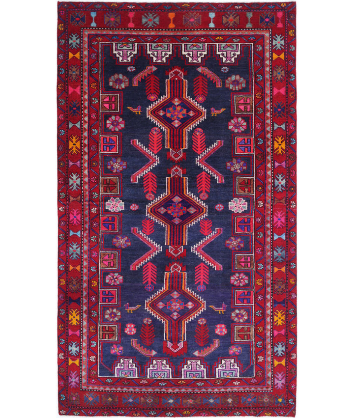 Afghan Hamadan Rug 4' 10" x 8' 10" Hand-Knotted | No. AT95800
