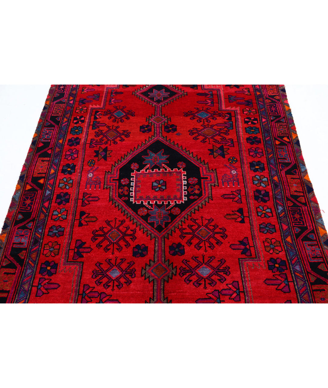 Afghan Hamadan Rug 4' 10" x 8' 9" Hand-Knotted | No. AT49129