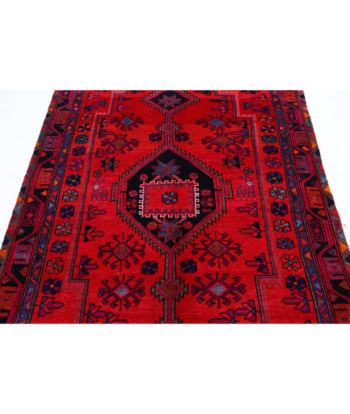 Afghan Hamadan Rug 4' 10" x 8' 9" Hand-Knotted | No. AT49129