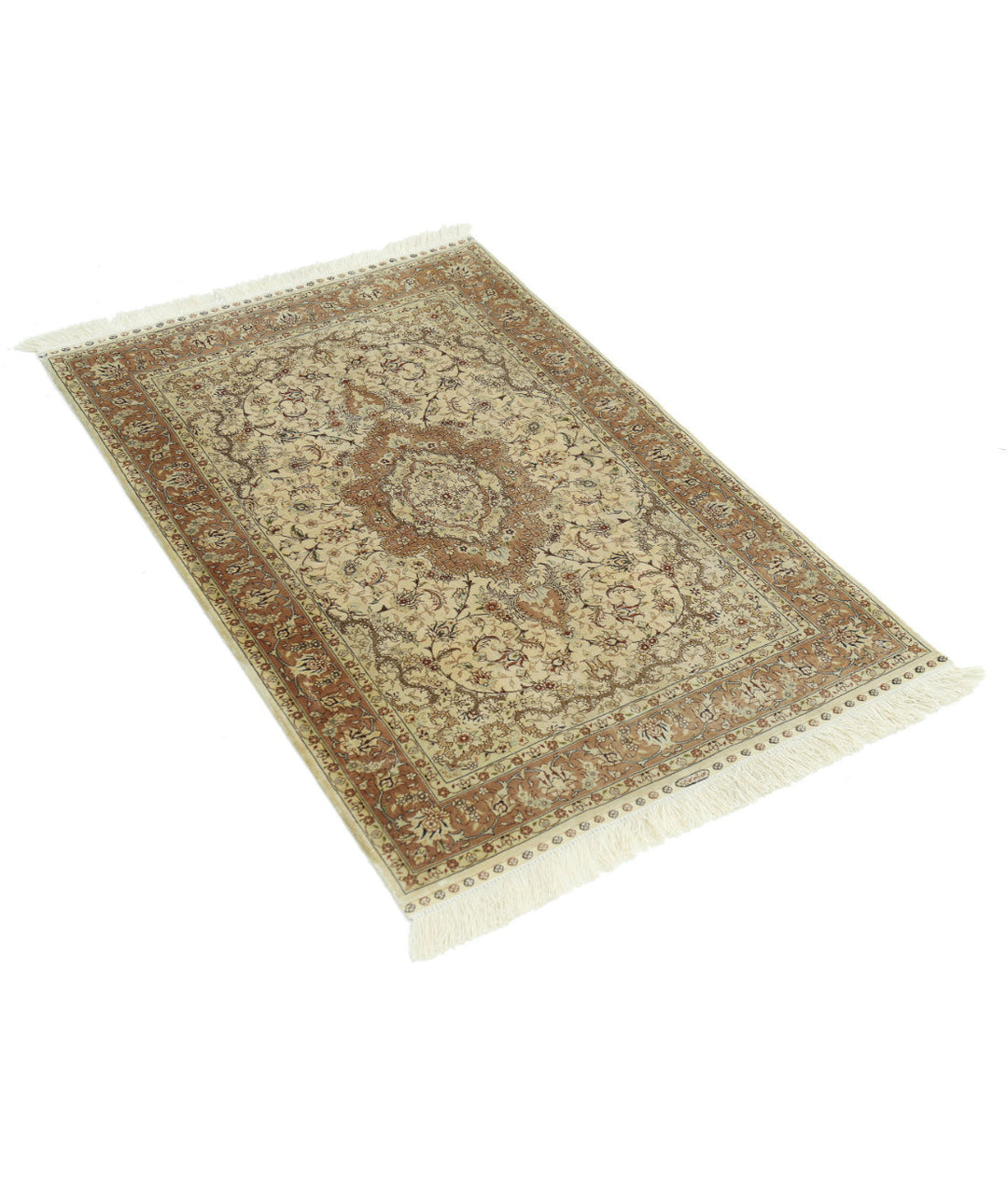 Ivory Hereke Silk Rug 2' 7" x 4' 0" Hand-Knotted | No. AT52362
