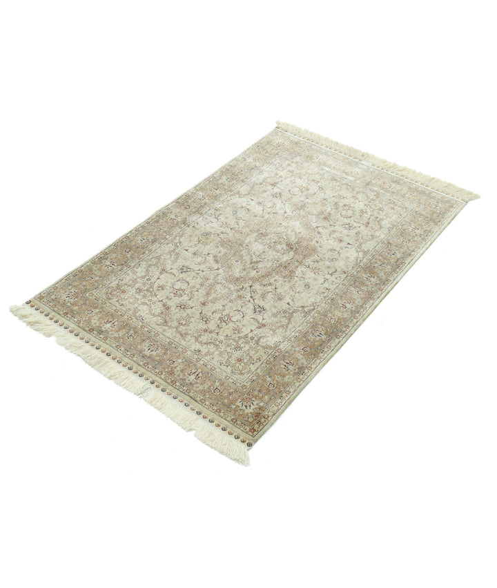 Ivory Hereke Silk Rug 2' 7" x 4' 0" Hand-Knotted | No. AT52362