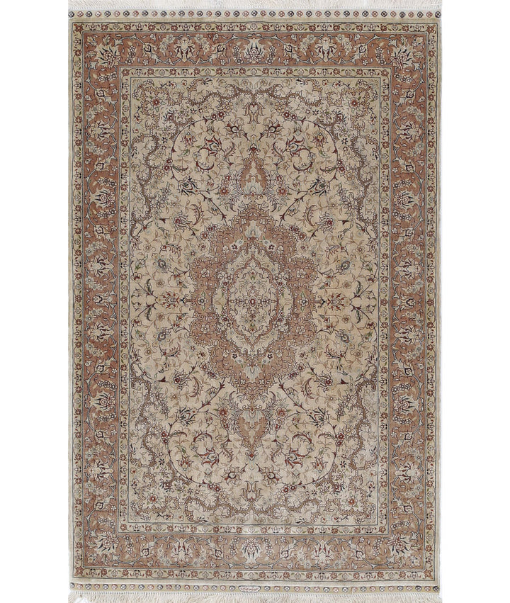 Ivory Hereke Silk Rug 2' 7" x 4' 0" Hand-Knotted | No. AT52362