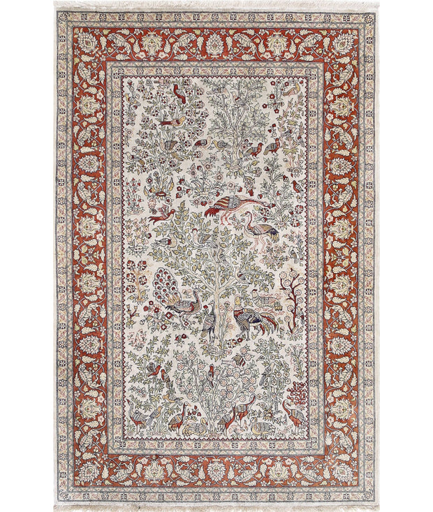 Hand Knotted Masterpiece Hereke Fine Silk Rug 2' 7" x 3' 11" - No. AT23313