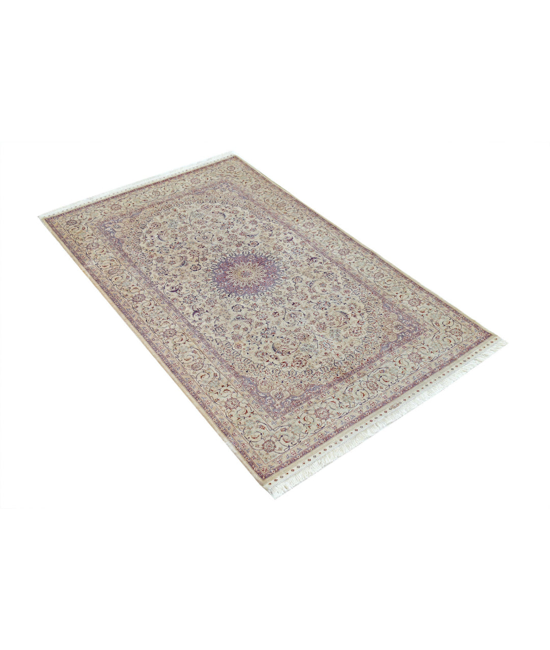 Beige Afghan Hereke Rug 3' 0" x 5' 0" Hand-Knotted | No. AT25055