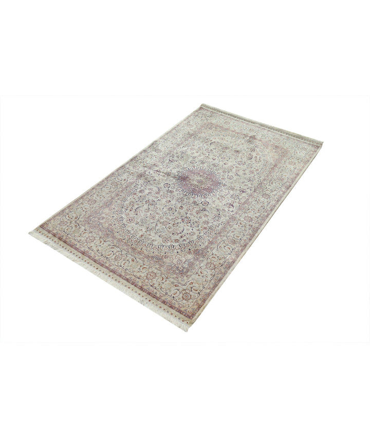 Beige Afghan Hereke Rug 3' 0" x 5' 0" Hand-Knotted | No. AT25055