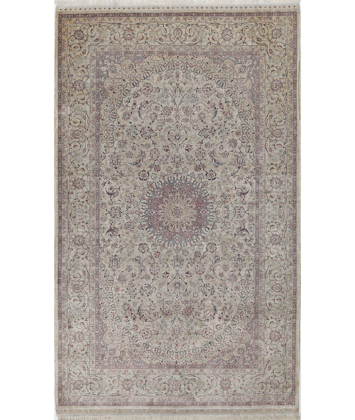 Beige Afghan Hereke Rug 3' 0" x 5' 0" Hand-Knotted | No. AT25055