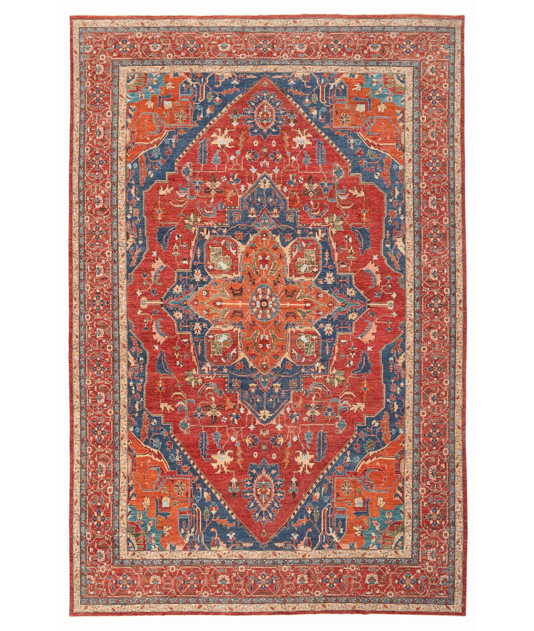 Red Afghan Heriz Rug 12' 0" x 18' 0" Hand-Knotted