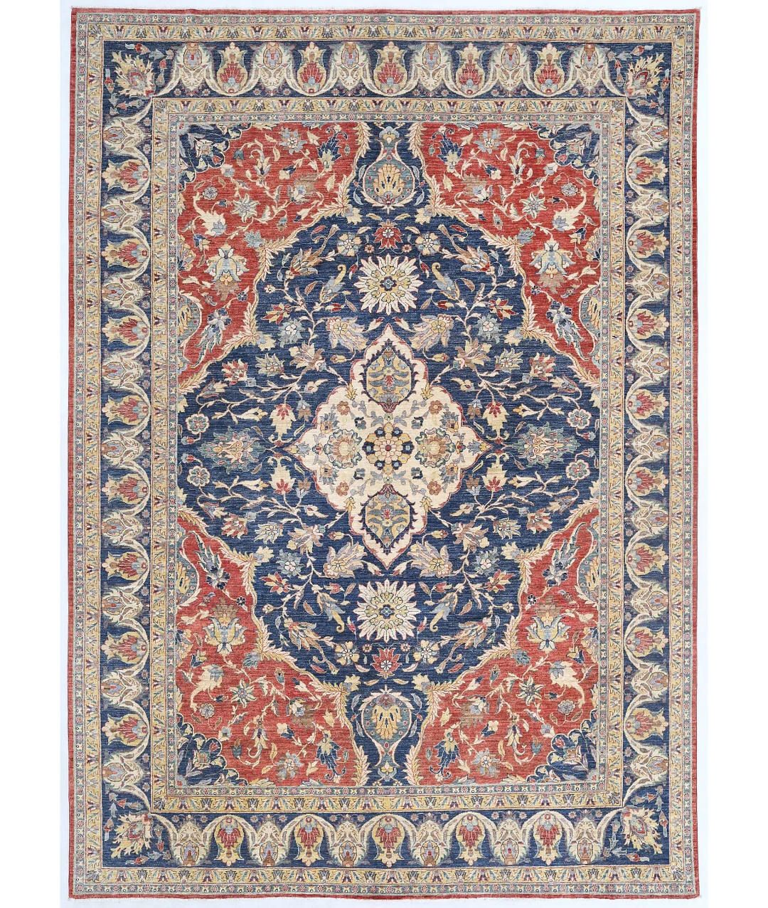 Red Afghan Heriz Rug 9' 11" x 13' 10" Hand-Knotted