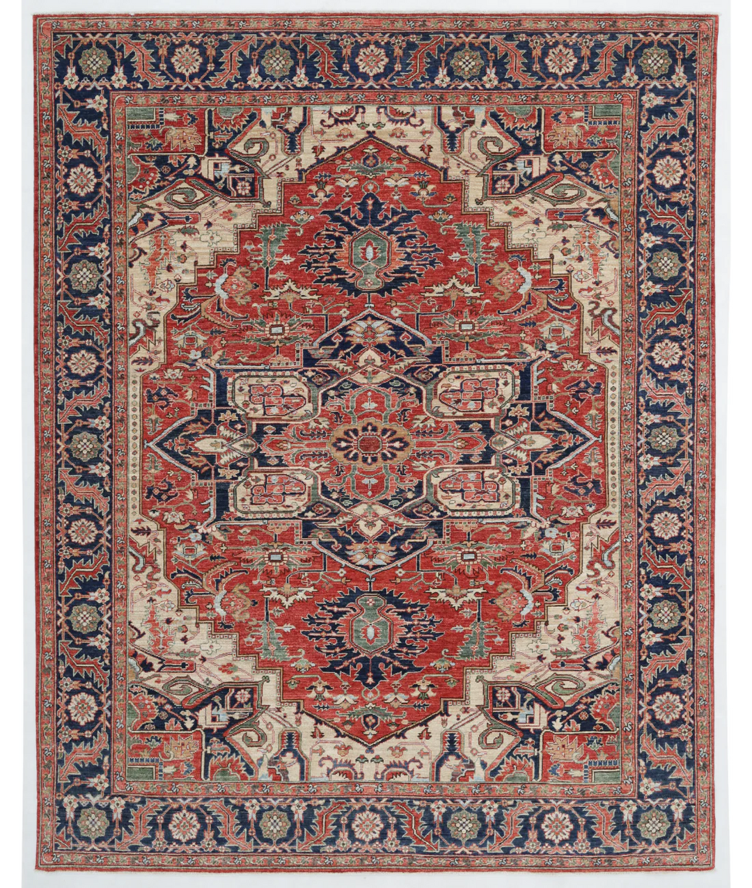 Hand Knotted Heriz Wool Rug 7' 9" x 9' 8" - No. AT15585