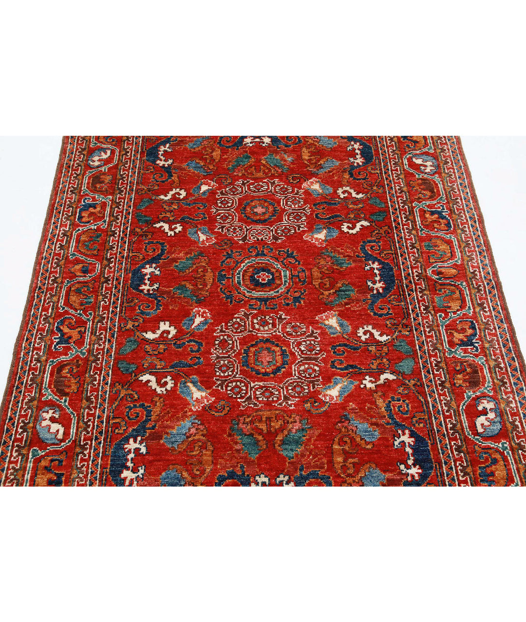 Hand Knotted Nomadic Caucasian Humna Wool Rug 4' 1" x 5' 10" - No. AT676634