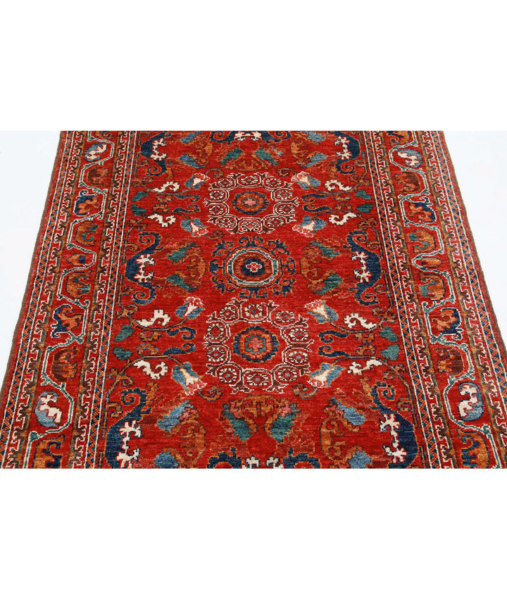 Hand Knotted Nomadic Caucasian Humna Wool Rug 4' 1" x 5' 10" - No. AT676634