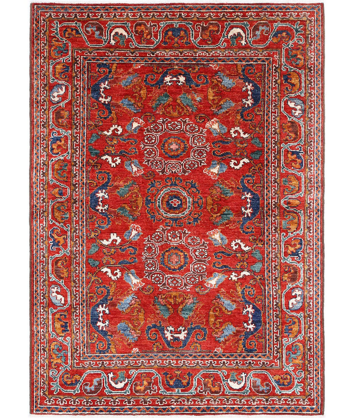 Hand Knotted Nomadic Caucasian Humna Wool Rug 4' 1" x 5' 10" - No. AT676634
