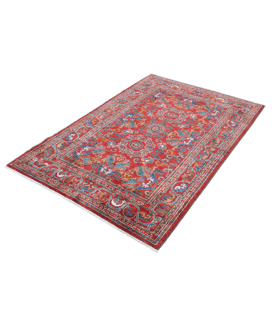 Hand Knotted Nomadic Caucasian Humna Wool Rug 4' 0" x 6' 1" - No. AT377725