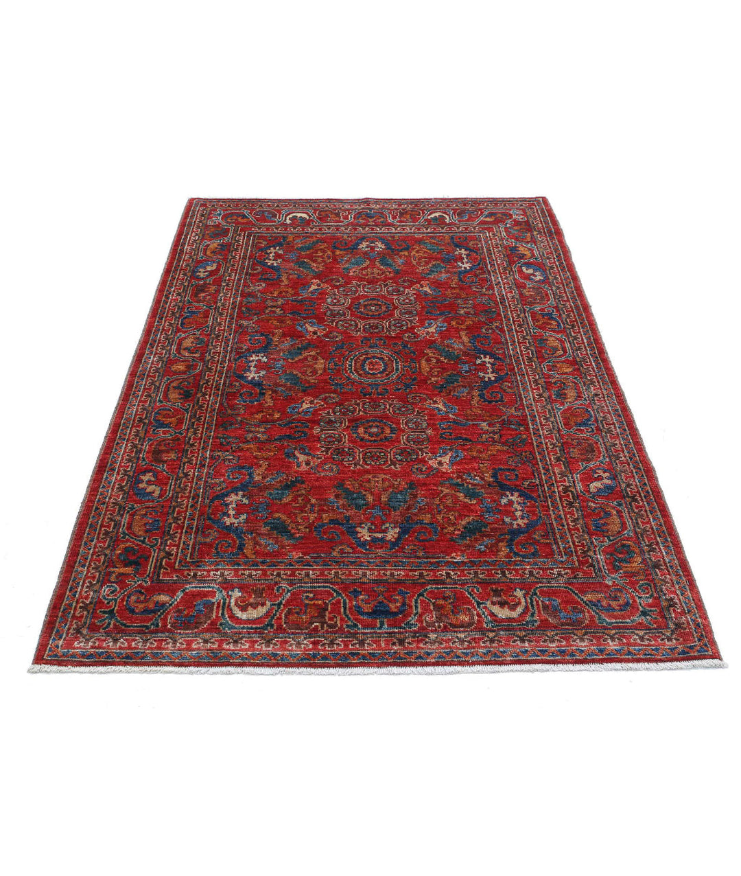 Hand Knotted Nomadic Caucasian Humna Wool Rug 4' 0" x 6' 1" - No. AT377725