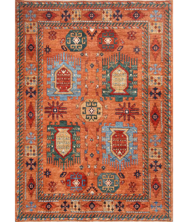 Hand Knotted Humna Wool Rug 6'  1" x 9'  2" - No. AT55089