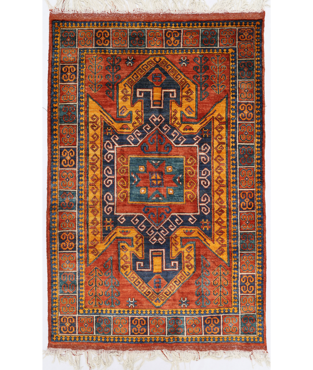 Hand Knotted Humna Wool Rug 4'  2" x 6'  3" - No. AT60085