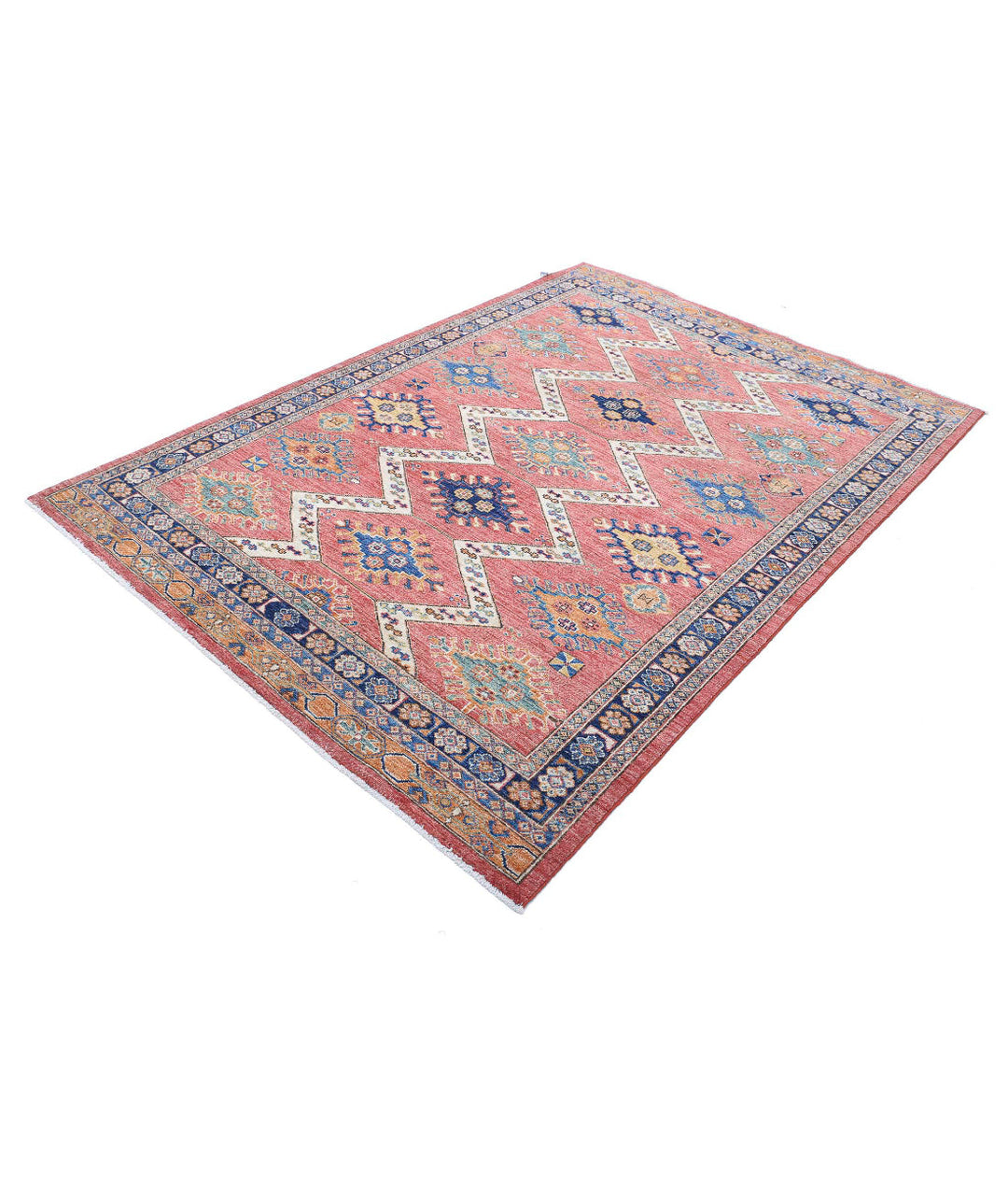 Afghan Nomadic Caucasian Humna Rug 5' 2" x 7' 6" Hand-Knotted | No. AT55004