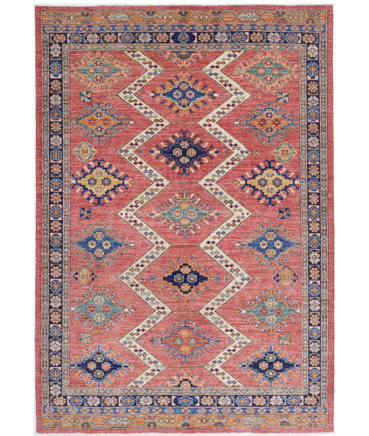 Afghan Nomadic Caucasian Humna Rug 5' 2" x 7' 6" Hand-Knotted | No. AT55004