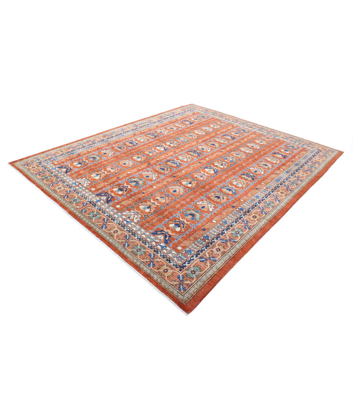 Red Afghan Tribal Rug 7' 10" x 9' 9" Hand-Knotted | No. AT51401