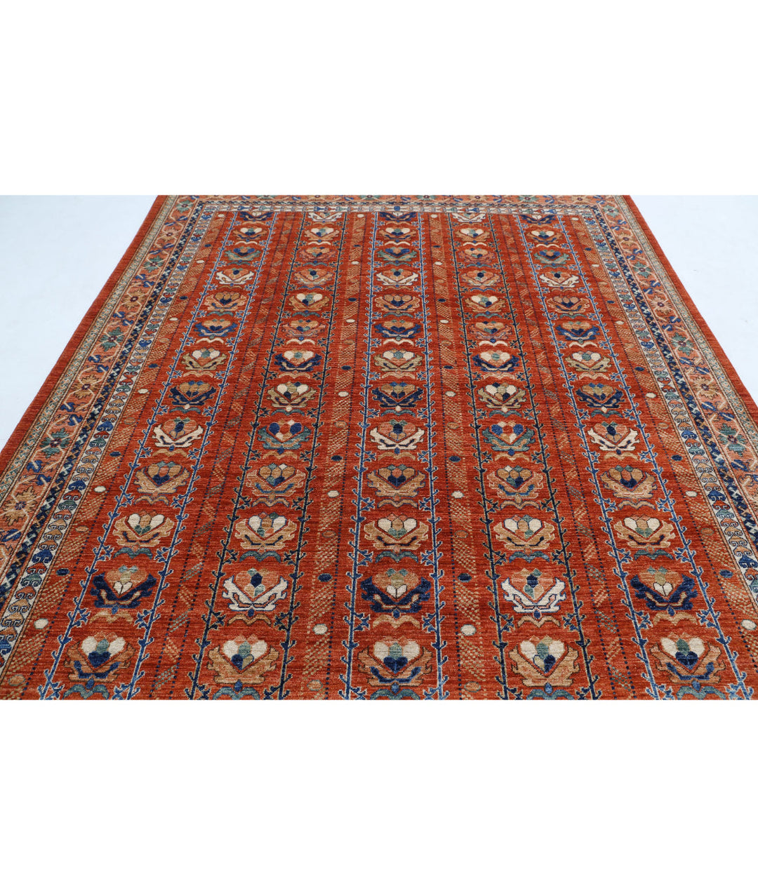 Hand Knotted Nomadic Caucasian Humna Wool Rug 7' 10" x 9' 9" - No. AT56695