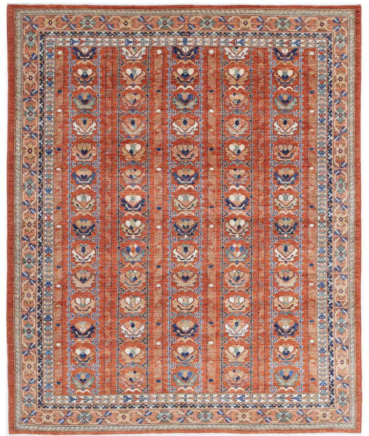 Red Afghan Tribal Rug 7' 10" x 9' 9" Hand-Knotted | No. AT51401