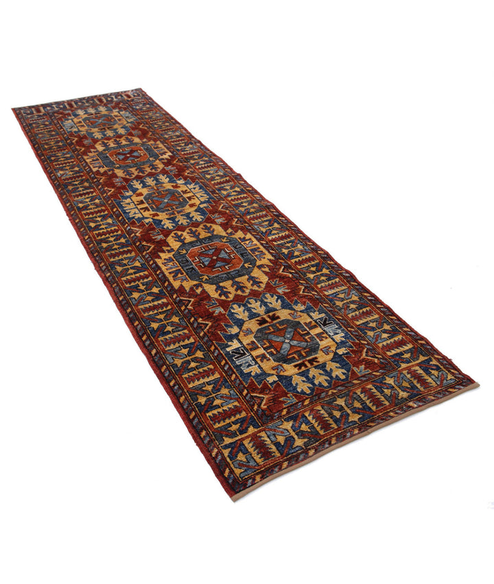 Hand Knotted Nomadic Caucasian Humna Wool Rug 2' 10" x 9' 5" - No. AT17199