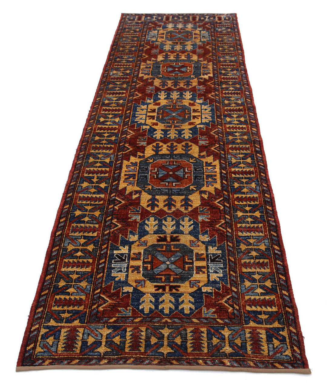 Red Afghan Tribal Rug 2' 10" x 9' 5" Hand-Knotted | No. AT17199