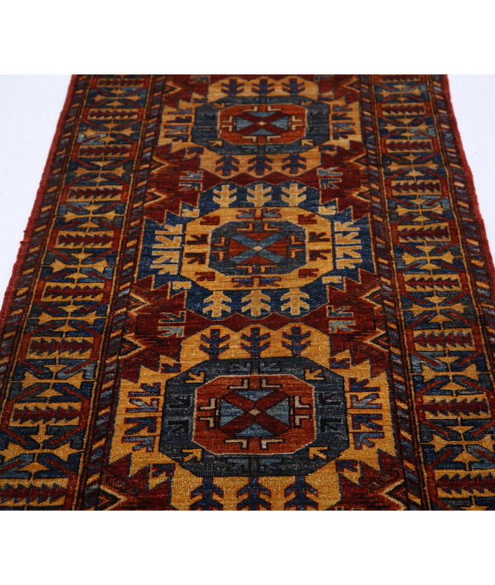 Red Afghan Tribal Rug 2' 10" x 9' 5" Hand-Knotted | No. AT17199