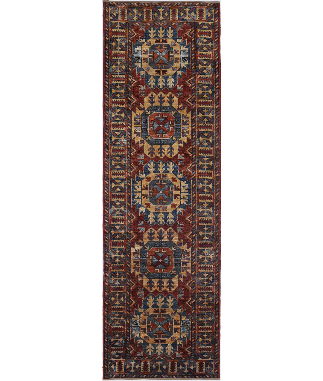 Hand Knotted Nomadic Caucasian Humna Wool Rug 2' 10" x 9' 5" - No. AT17199