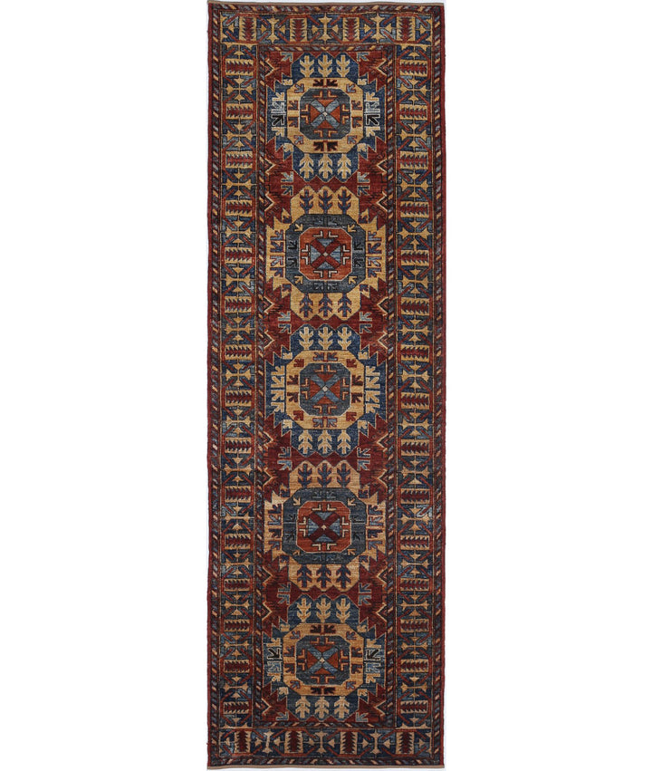 Hand Knotted Nomadic Caucasian Humna Wool Rug 2' 10" x 9' 5" - No. AT17199