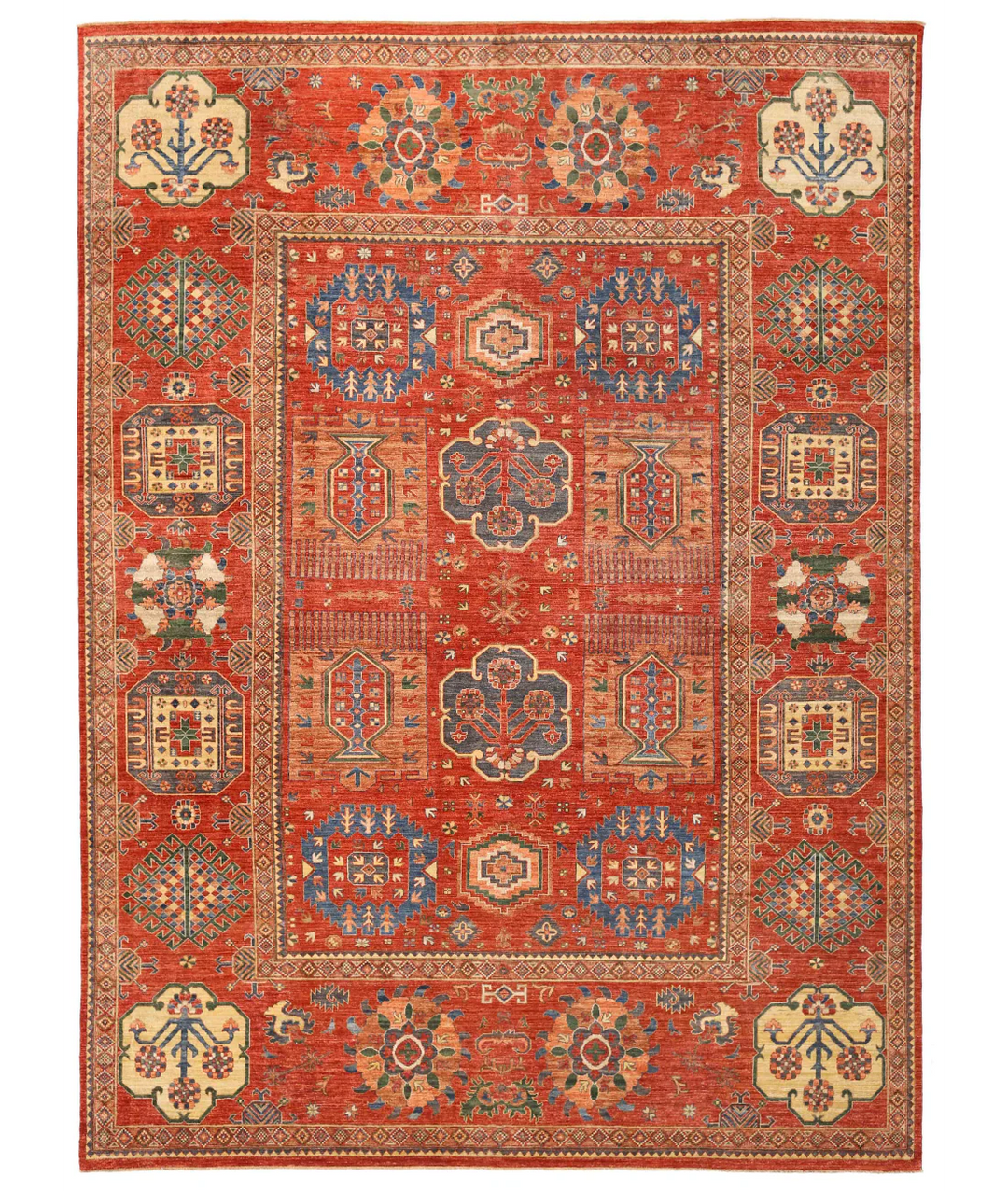Rust Afghan Tribal Rug 10' 3" x 14' 1" Hand-Knotted