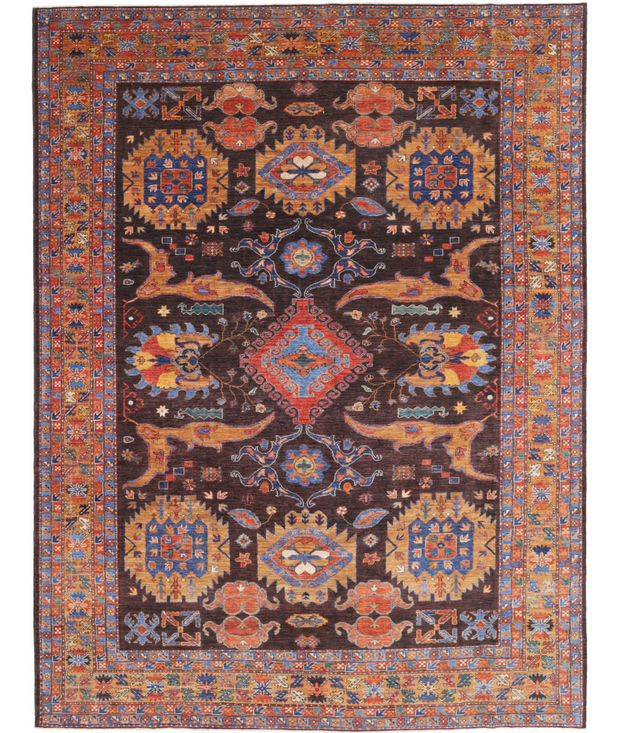 Hand Knotted Humna Wool Rug 9'  1" x 12'  3" - No. AT42027