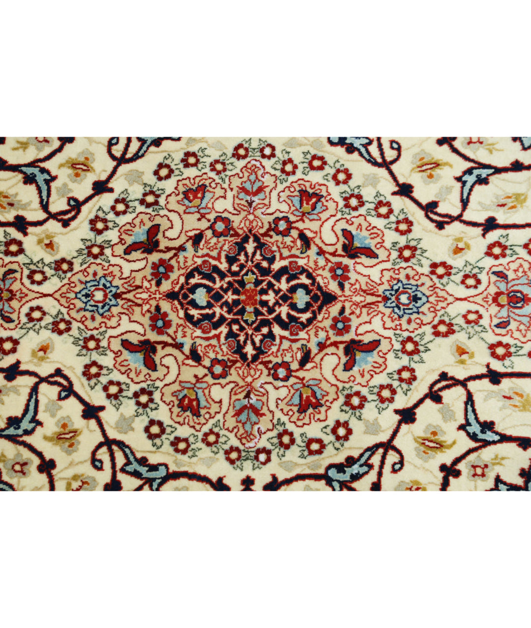 Ivory Afghan Isfahan Rug 3' 7" x 5' 3" Hand-Knotted | No. AT86590