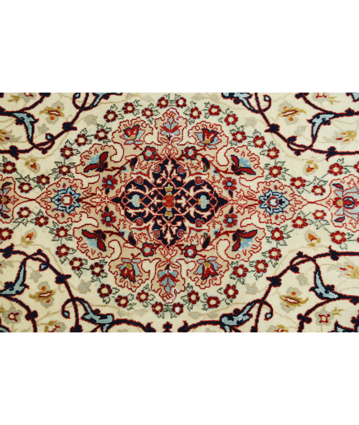 Ivory Afghan Isfahan Rug 3' 7" x 5' 3" Hand-Knotted | No. AT86590