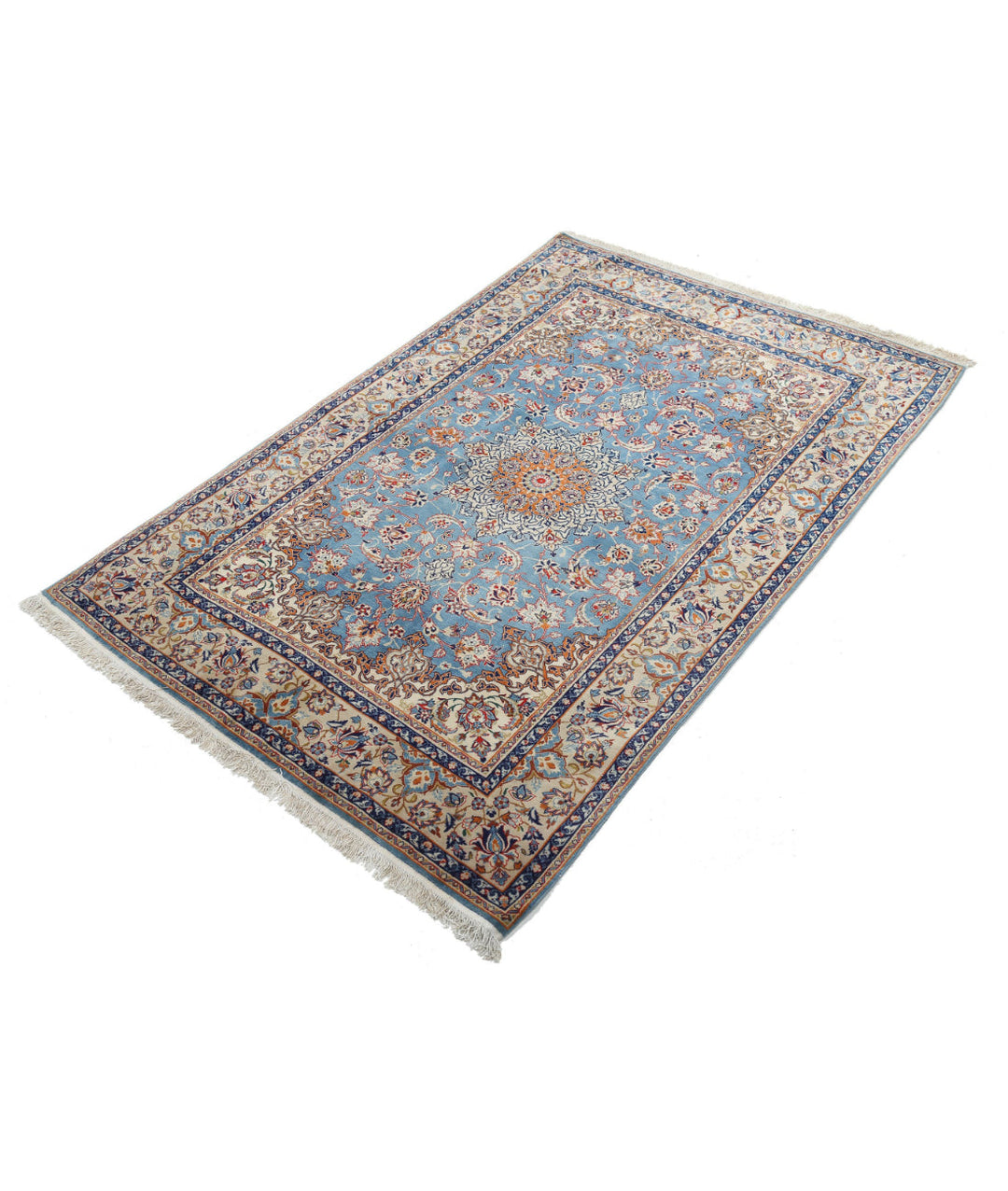 Hand Knotted Masterpiece Oriental Isfahan Wool & Silk Rug 3' 6" x 5' 4" - No. AT459028
