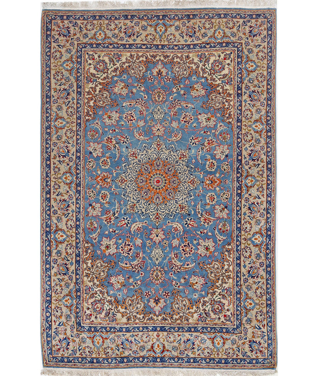 Hand Knotted Masterpiece Oriental Isfahan Wool & Silk Rug 3' 6" x 5' 4" - No. AT95176