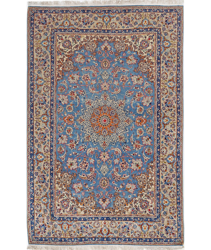 Hand Knotted Masterpiece Oriental Isfahan Wool & Silk Rug 3' 6" x 5' 4" - No. AT459028