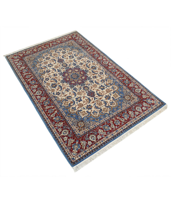 Afghan Isfahan Rug 3' 7" x 5' 5" Hand-Knotted | No. AT56533