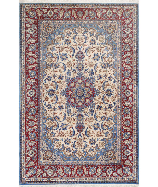 Hand Knotted Masterpiece Oriental Isfahan Wool & Silk Rug 3' 7" x 5' 5" - No. AT56533