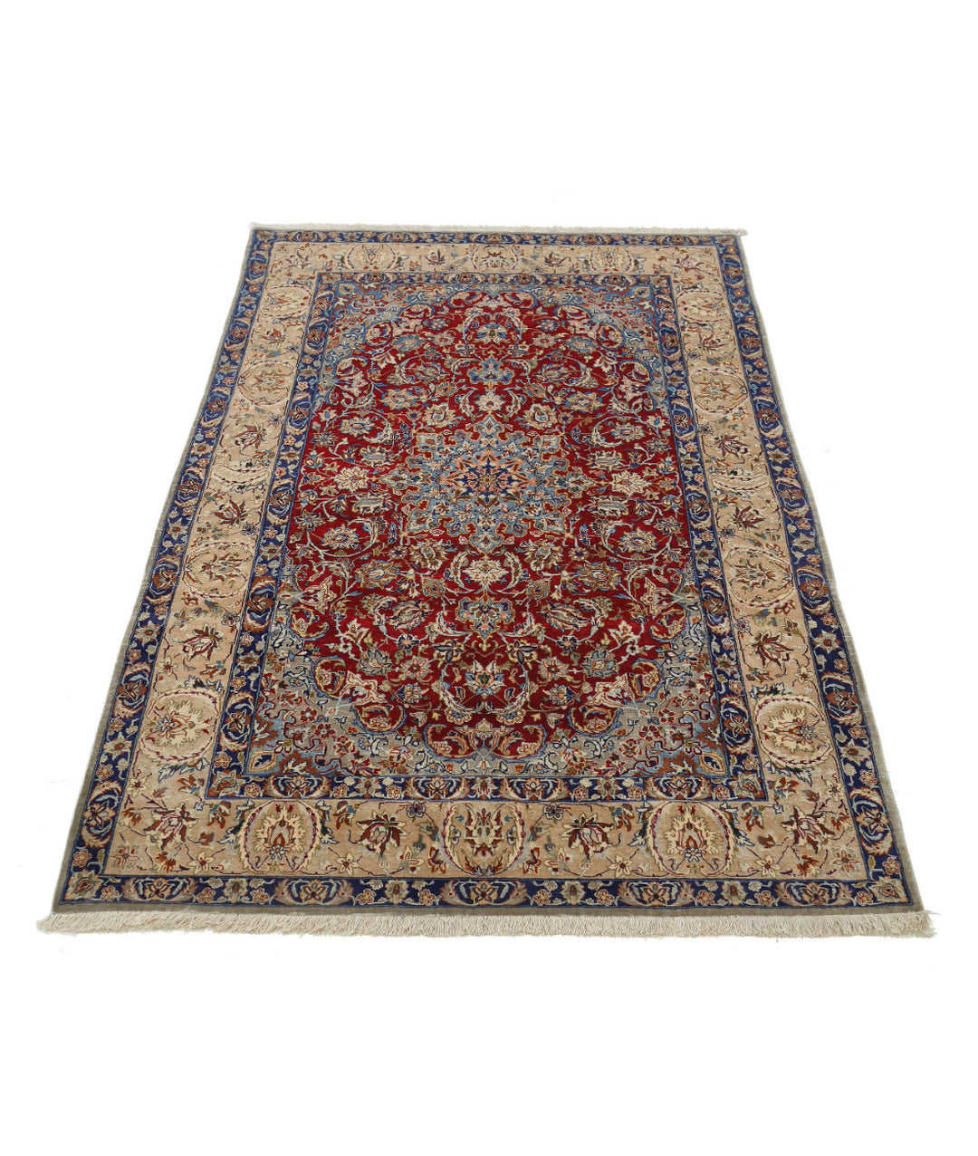 Afghan Isfahan Rug 3' 7" x 5' 8" Hand-Knotted | No. AT26399