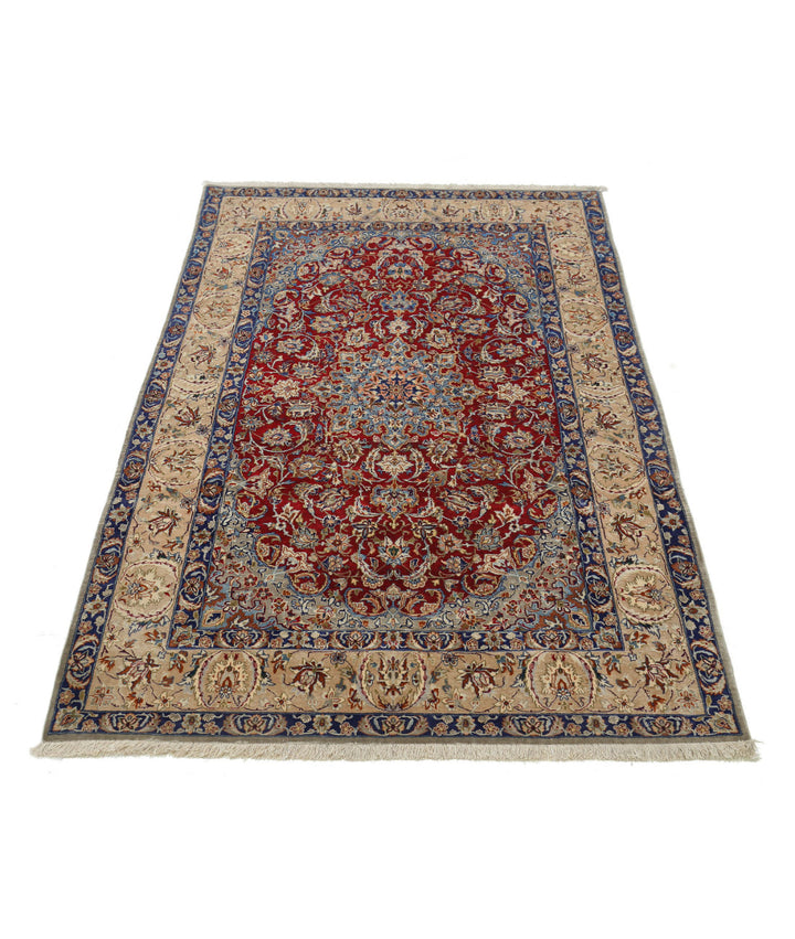 Afghan Isfahan Rug 3' 7" x 5' 8" Hand-Knotted | No. AT26399