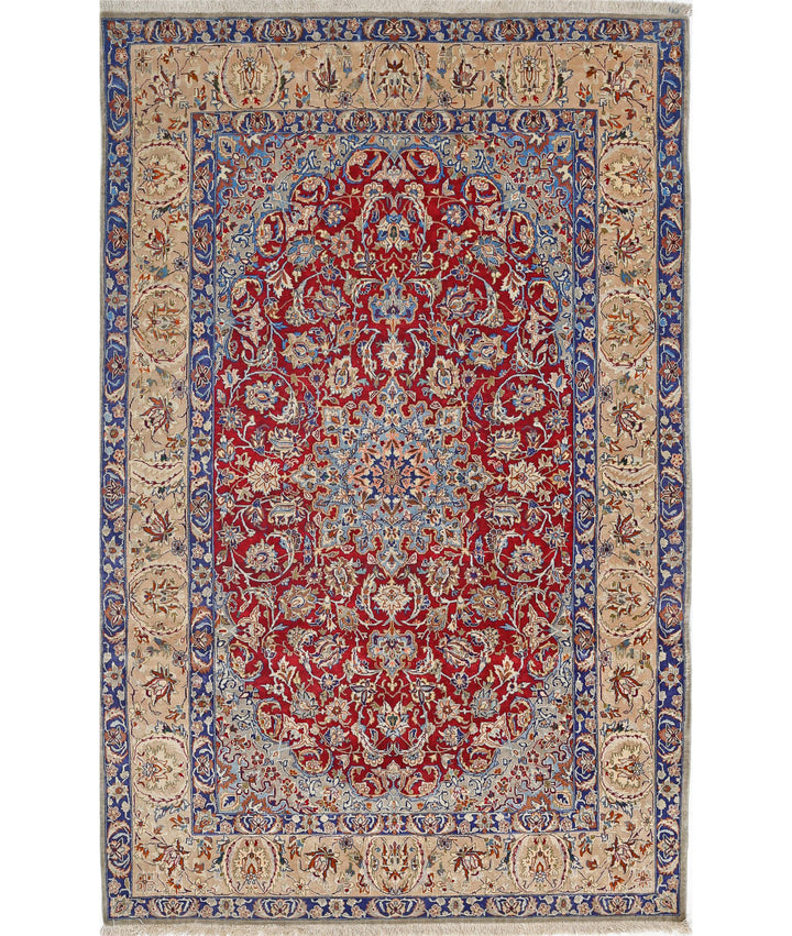 Afghan Isfahan Rug 3' 7" x 5' 8" Hand-Knotted | No. AT26399