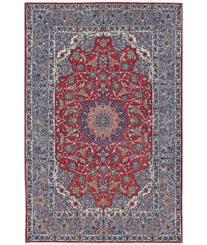 Afghan Isfahan Rug 3' 6" x 5' 5" Hand-Knotted | No. AT26001