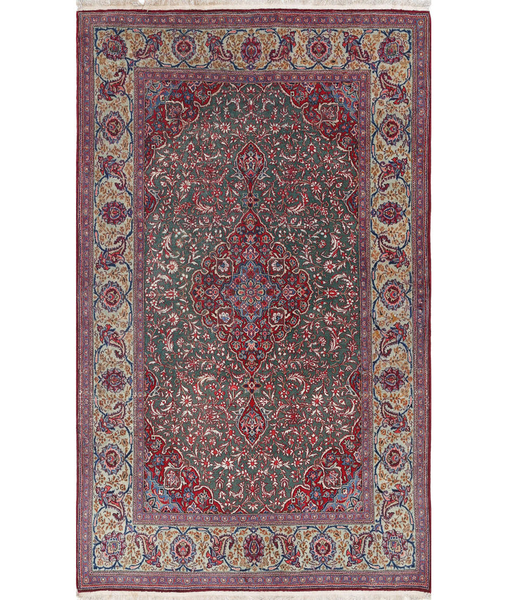 Afghan Kashan Fine Rug 4' 1" x 6' 9" Hand-Knotted | No. AT76371