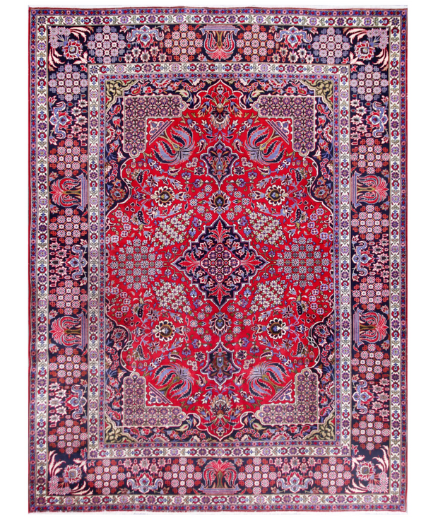 Hand Knotted Kashan Wool Rug 9'  5" x 12'  10" - No. AT62815